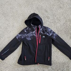 Snozu Black and Gray Hooded Jacket with Red Accents Boy 10/12